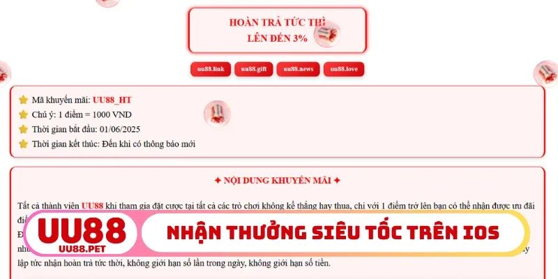Nhận thưởng siêu tốc trên iOS