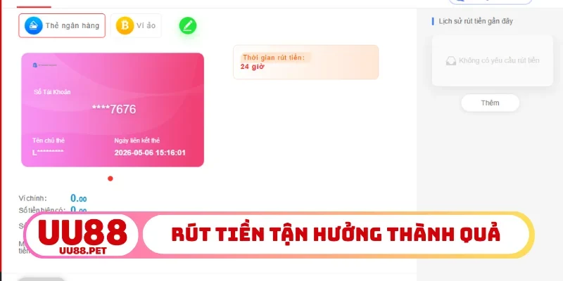 Rút tiền UU88 tận hưởng thành quả
